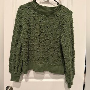 Harper Heritage 60% Cotton Bobble Open Knit Green Sweater Size Medium